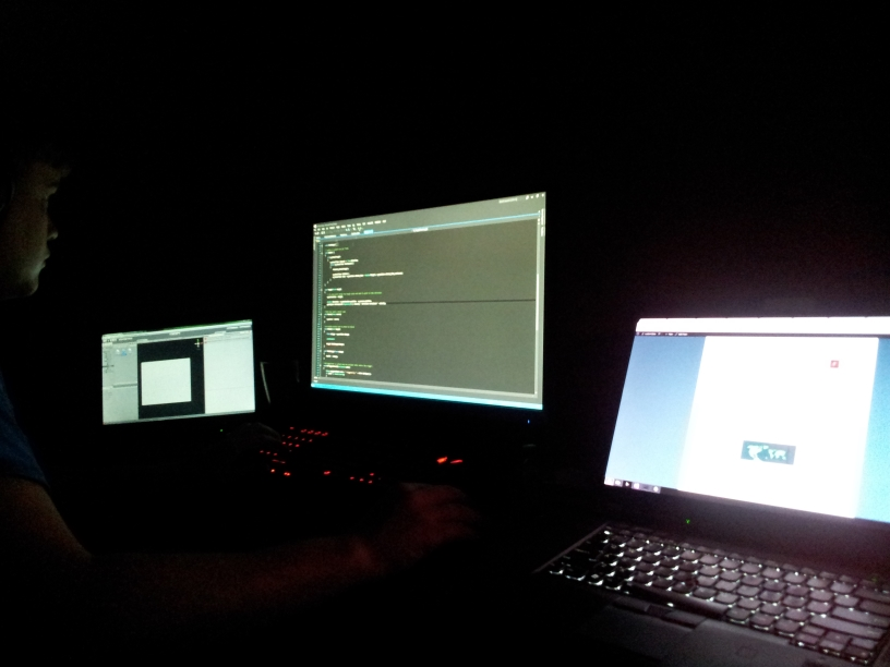 I feel like I'm about to play some stupefied horror game. Who is that? What am I doing? Why are there three screens?